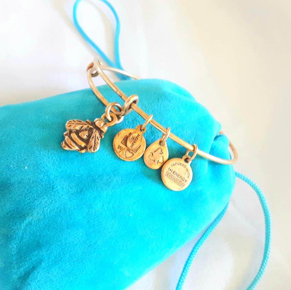 Alex and Ani Bumble Bee Gold Bracelet Adjustable Size.